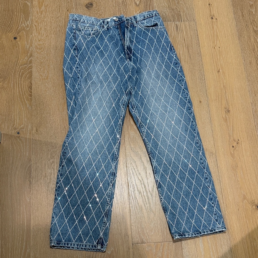 Zara Stylish Blue Woman’s Studded Jeans